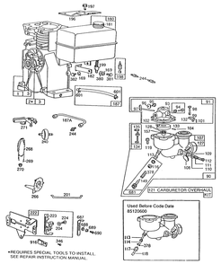 Carburetors, Fuel Tank Assembly Diagram and Parts List for 80432-8572-01  Briggs and Stratton Engine